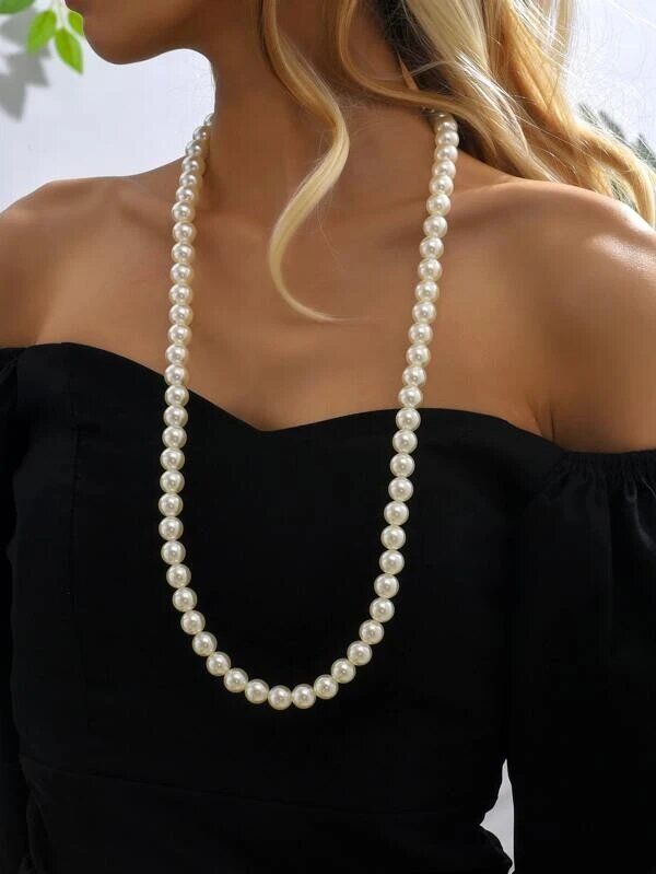 Women Long Pearl Necklace