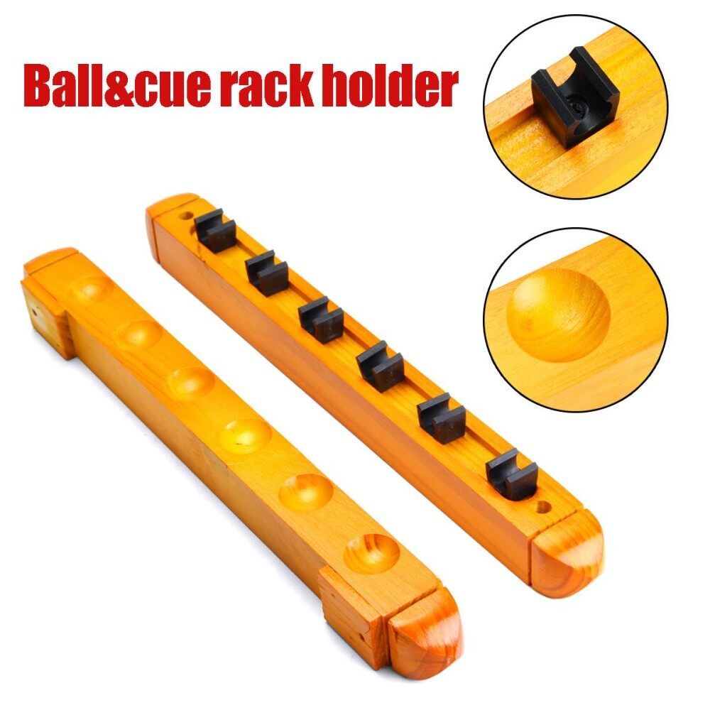 Billiard Pool Wall Mount Hanging 6 Sticks Wood Rack Holder For Snooker New