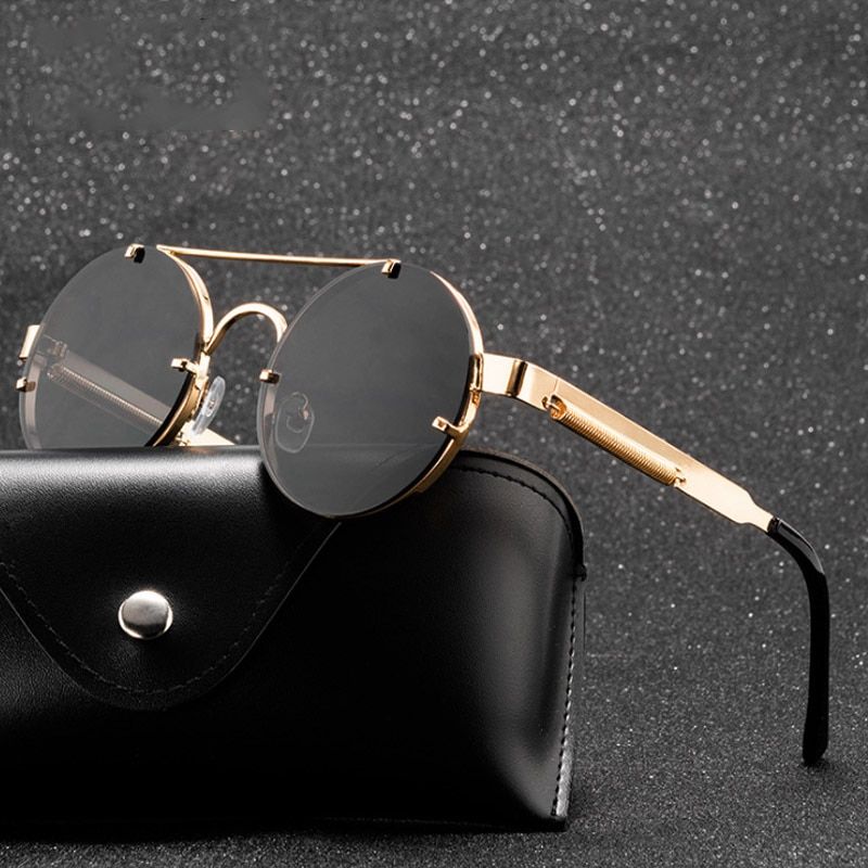 Round Steampunk Sunglasses Metal Punk Sun Glasses Vintage Sunglass UV400