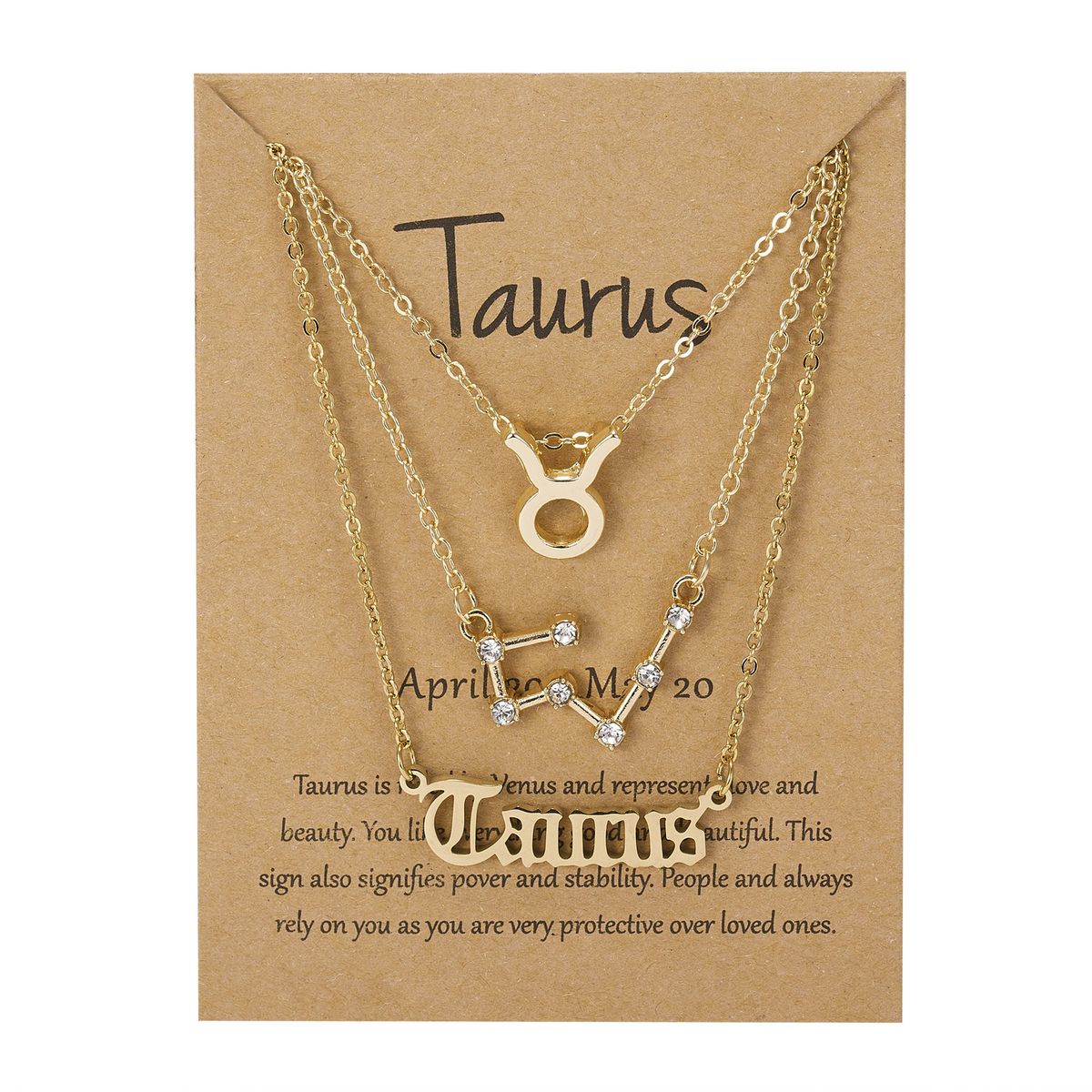 Twelve Constellations Symbol Starry Sky Pendant Necklace Taurus Gold