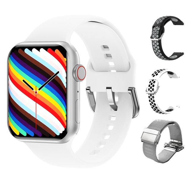 Serie 7 Smartwatch Bluetooth Call Custom Dials Smart Watch Men Women Wireless Charger Voice Assistant PK W27 W37 Pro(#add 3 Straps)