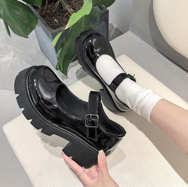 Female Mary Jane Shoes Lolita Japanese Style Retro Girl High Heel Platform Black