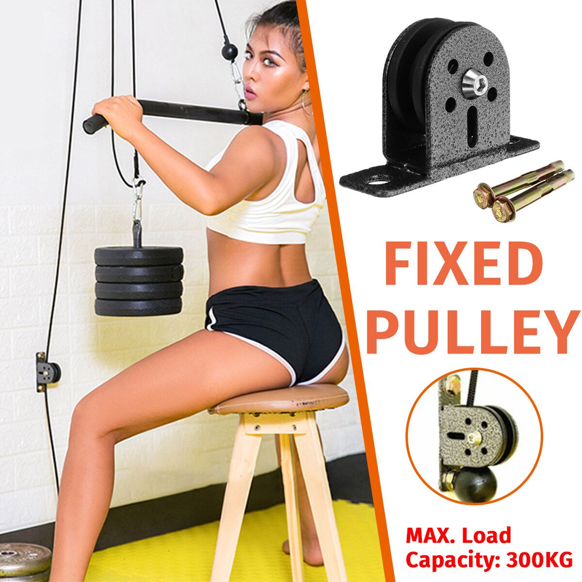 Fixed Pulley Block Single Wheel Soundless Swivel Pulleys For Lifting Cablw Machine Workout Home Gym Fitness