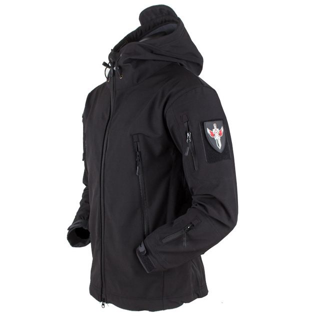 Winter Outdoor Soft Shell Waterproof Jacket Rain Black_XXL