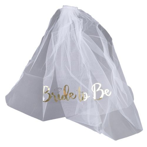 WG-Bachelorette Party Glitter Gold Print Bride To Be Veil Bridal Shower