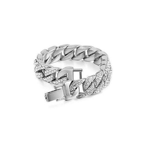 Unisex Cuban Iced Out Hand-chain-SILVER