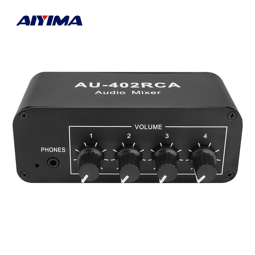 Stereo Audio Mixer Multi-Channel Audio Source Reverberator Volume Independent Control 3.5mmA Headphone Driver 4 Input