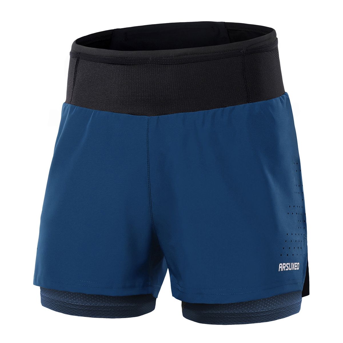 Men 2 In 1 Running Shorts High Waist Athletic Shorts Sport