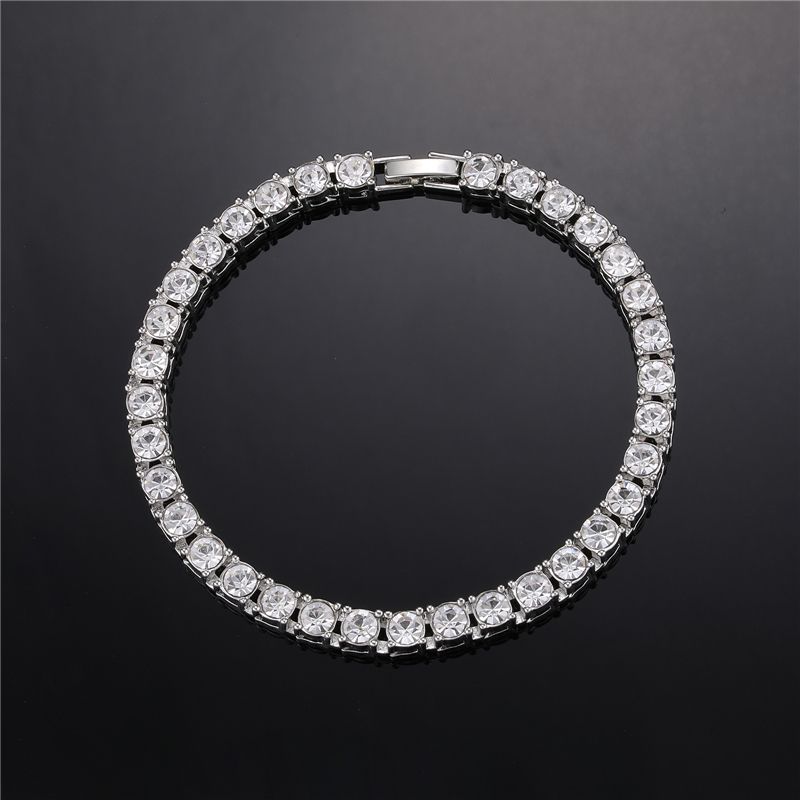 Hip Hop 3MM 4MM 5MM 1Row Bling CZ Iced Out Rhinestone Tennis Let Chain