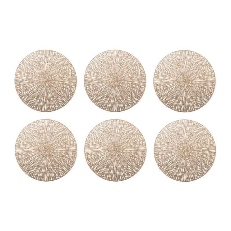6Pcs Round Placemats Restaurant Hollow PVC Decoration Mat
