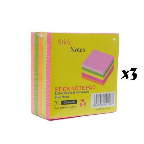 Sticky Notes Post It Note Pads 5 Colours (3 Packs)