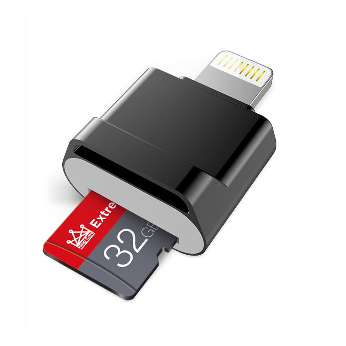 MicroDrive 8pin To TF Card Adapter Mini IPhone & IPad TF Card Reader (Black)