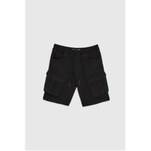 Men Plain Combat Shorts - Black