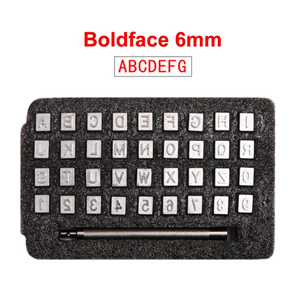36Pcs Alphabet Letter Number Steel Punch Stamps Set For