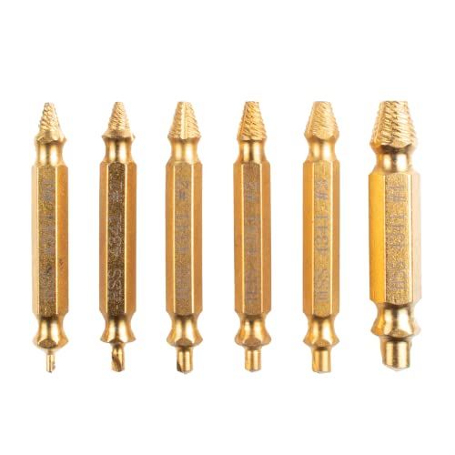 Stripped Screw Extractor Set  6 Pieces  Titanium Plated