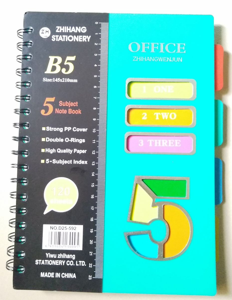 5-IN-1 Subject B5 Size Journals Notebook Colored Dividers