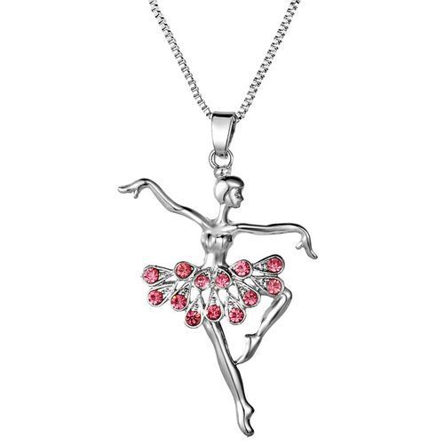 Lady Ballerina Pendant Necklace Rhinestone