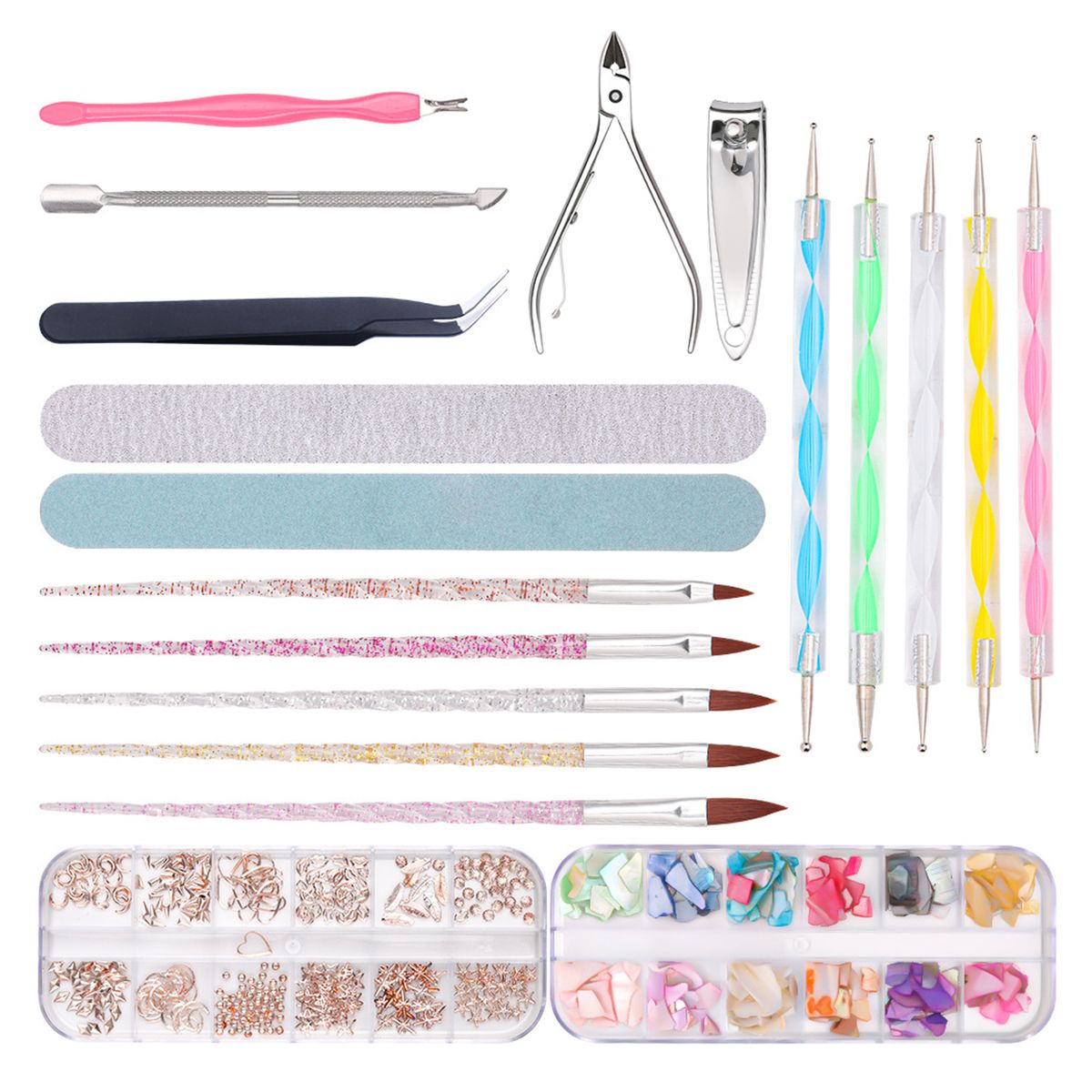 Nail Art Kit Tools Rhinestones Gold Bead Decorations Nail