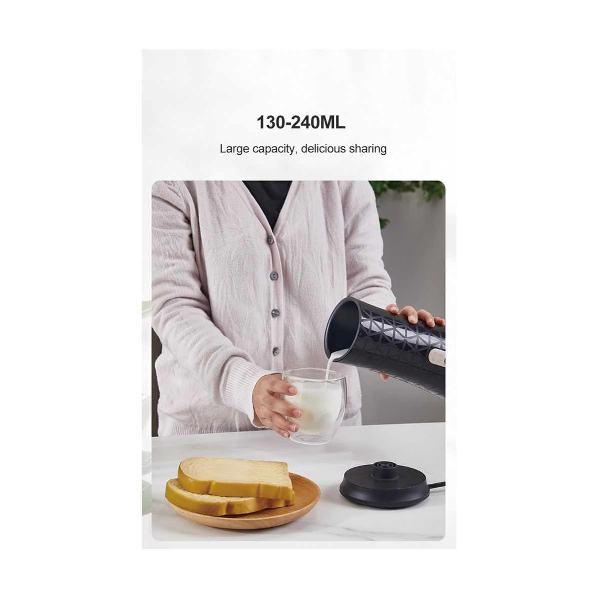Automatic Frothing Foamer Chocolates Mixer ColdHot Latte Cappuccino Fully Automatic Milk Warmer EU Plug-A