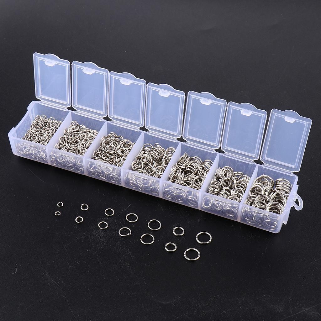 1500 Pieces Spring Rings Split Rings Jump Rings Key Rings DIY Silver