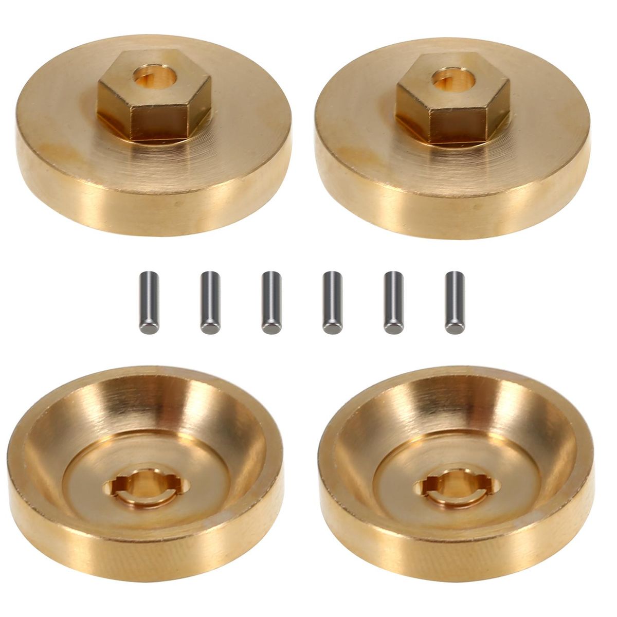 4PCS 4MM Brass Wheel Weights Hex Adapter Counterweight Wheel Hub for Axial 1/24 SCX24 90081 AXI00001 AXI00002 RC Car