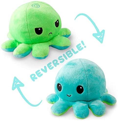 Reversible Plush Octopus Double-Sided Flip Blue&Purple