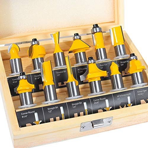 TOOLDO Router Bits 12 Pcs Set 12 Pieces 12 Shank Beginner Ro