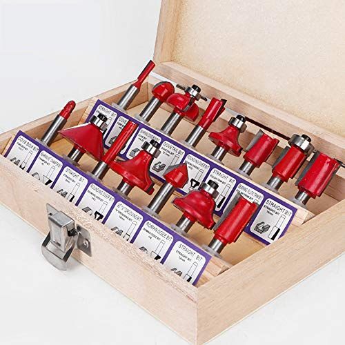 ASNOMY Tungsten Carbide Router Bit Set  15 Piece Router Set
