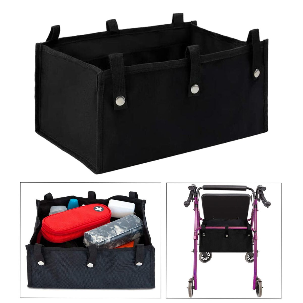 Basket Walker 4 Wheel Rollator Large Underseat Rollator Bag Tote