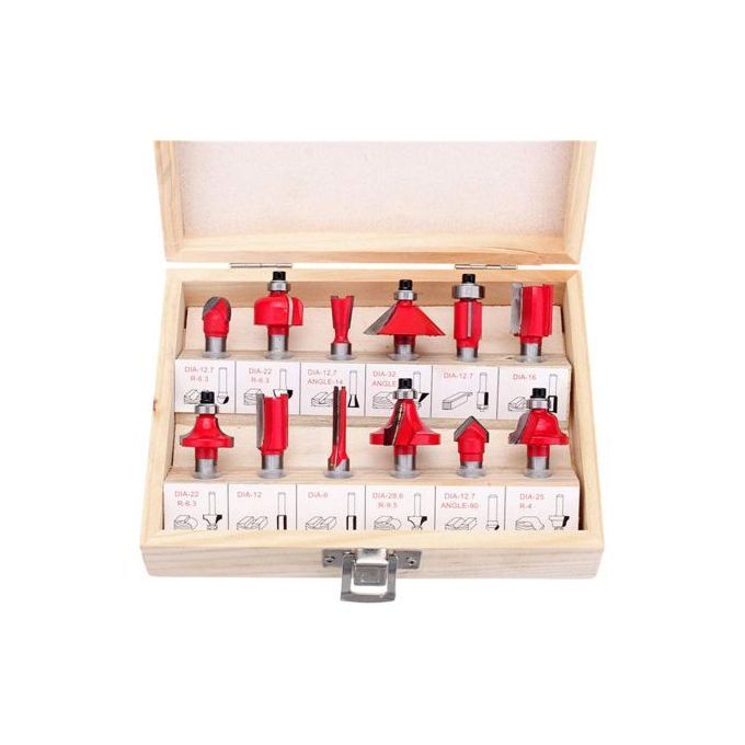 15pcs 8mm Shank Cemented Carbide Router Bit Set
