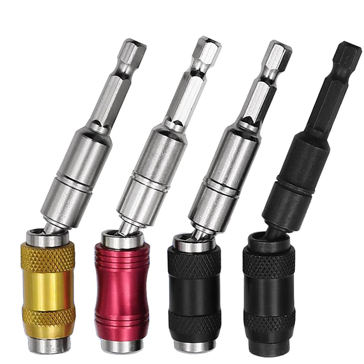 4PCS Magnetic Drill Head Bracket Magnetic Pivot Drill Head BracketBent 0-20° and the Rod Head Rotated 360 °