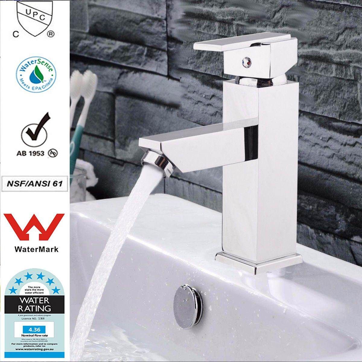 Chrome Polished Hot/Cold Mixer Sink Water Tap Basin Bathroom Wash Handle Faucet