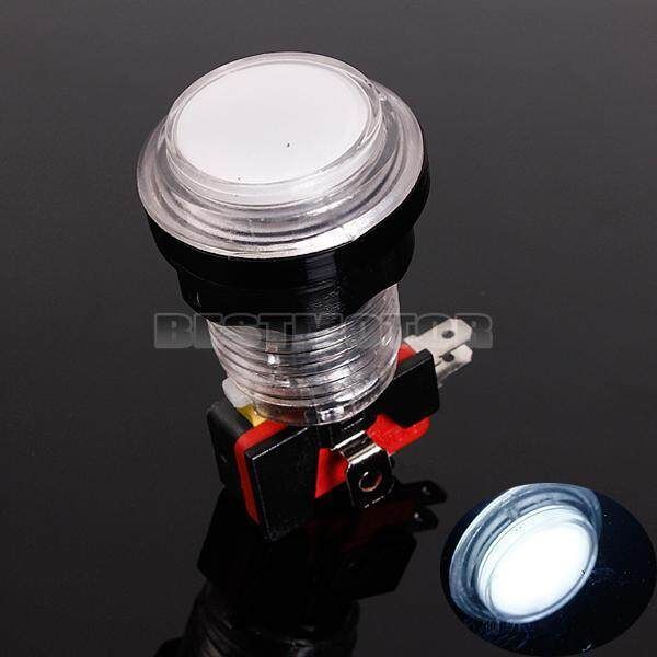 Arcade Video Game Round Push Button LED Lighted Illuminated Lamp 5 / 12v (White) White