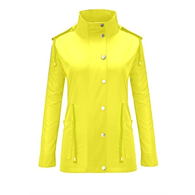 Women Waterproof Hoodies Quick-drying Long Sleeve Outdoor Raincoat Lightweight Yellow