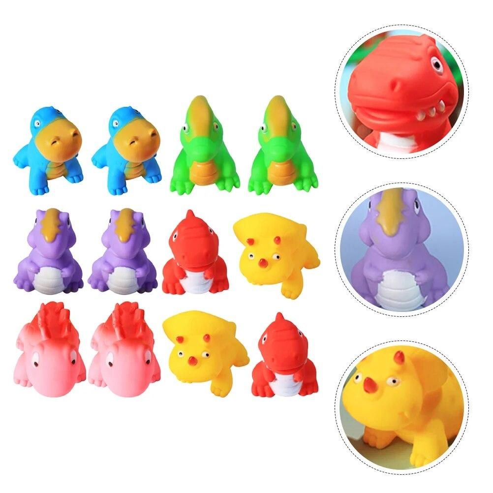 12 Pcs Bath Toys Baby Portable Bathtub Adorable Dinosaur Household Squeeze Vinyl Elastic Children Supply Lovely