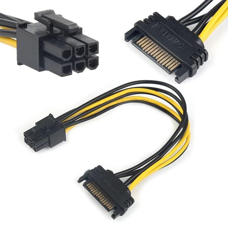 New 15-Pin SATA Power To 6-Pin PCI Express Adapter Cable 20cm 18 Copper Wire Graphics Power Cord Hard Drive Graphics Power Cord