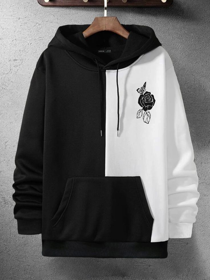 Kings Kartel Stylish Black & White Overhead Hoodie