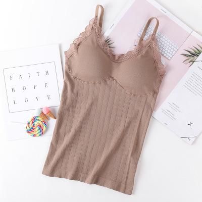 Sleeveless Lace T-shirts Women's Thermal Underwear Women's Top Underwear Sleeveless Padded Camilled For Women