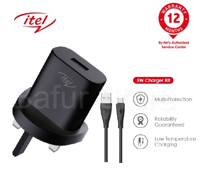 Travel Adapter Charger Kit With Free Cable - Black
