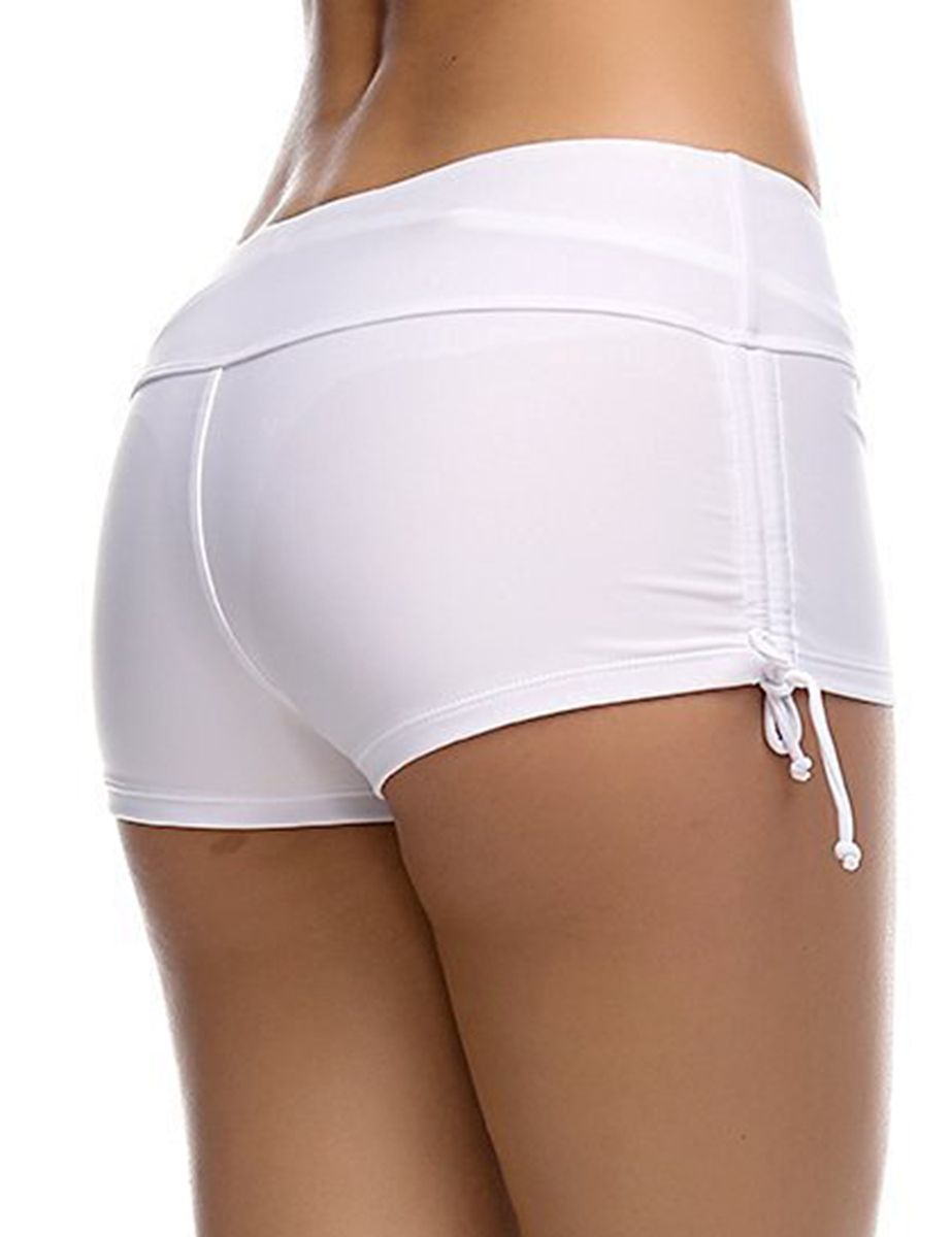 Women's Swim Brief Mini Short Swimwear With Adjustable Ties X-Small White