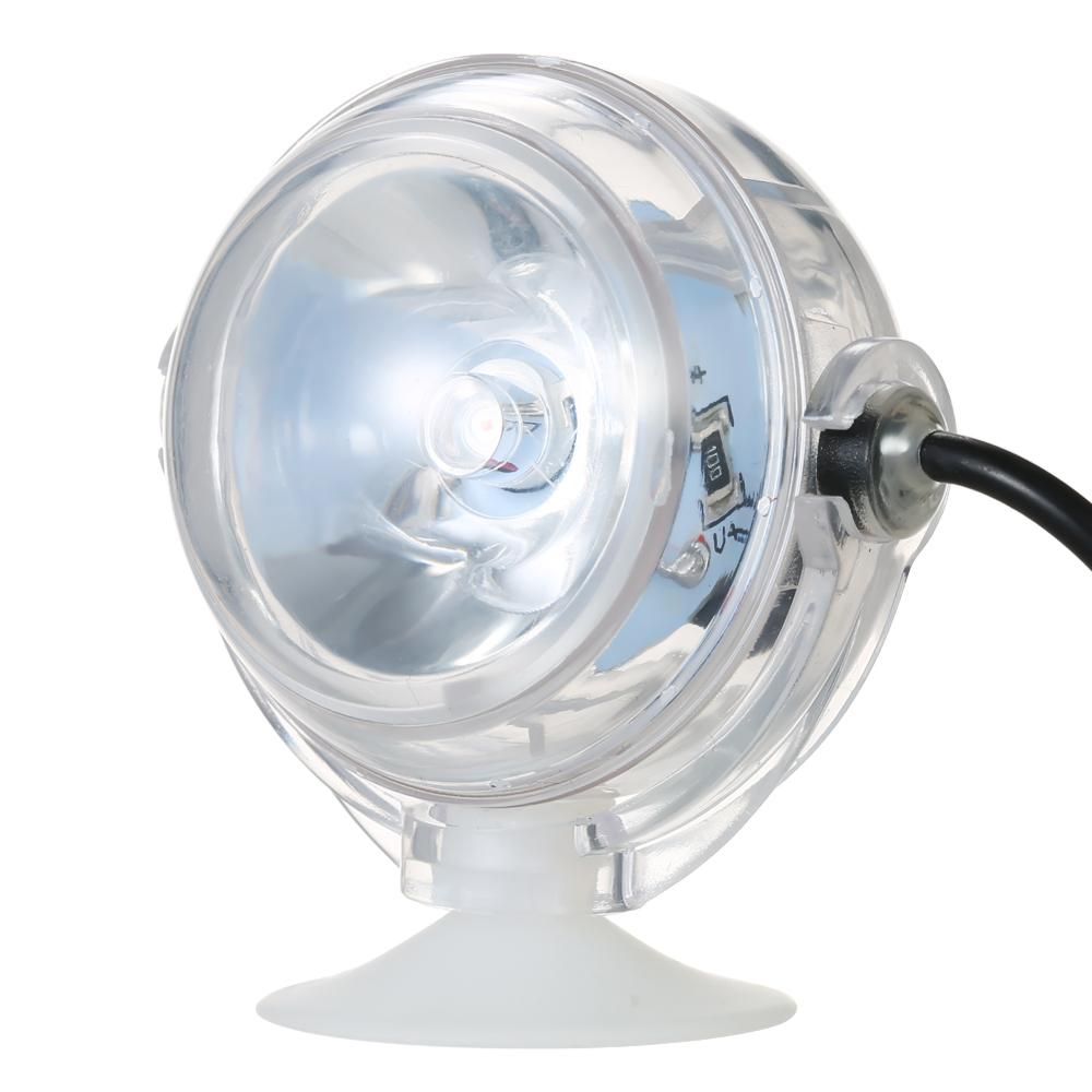 Aquarium Waterproof LED Spotlight Submersible Light Convex Lens Design with Suction Cup Fish Tank Decorative Light Color Changing