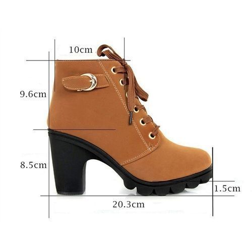 Womens Ladies Winter High Heel Ankle Martin Boots Zipper Buckle Platform Shoes