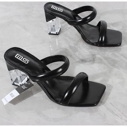 Slip On Block Heel Mules- Black
