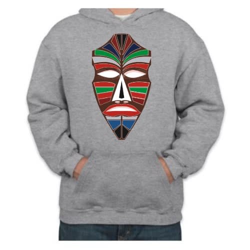 African Mask Hoodie- Sport Grey