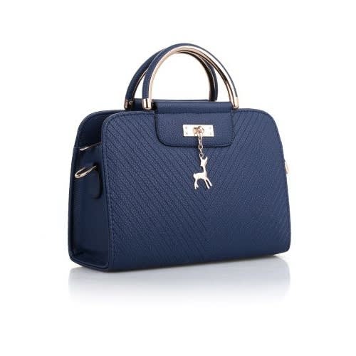 Ladies Leather Handbag - Navy Blue