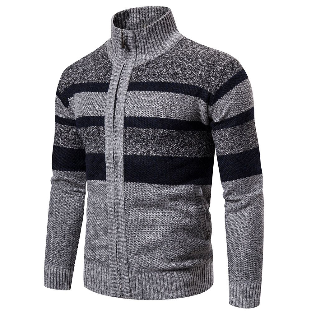 New Autumn Winter Cardigan Men Sweaters Jackets Coats Fashion Striped Knitted