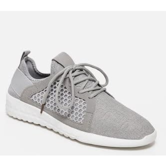 Mesh Lace Up Trainers - Light Grey
