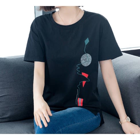 Ladies Print Top- Black