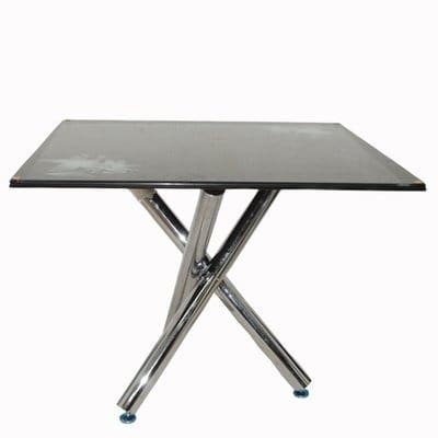Square Glass Dining Table - Black
