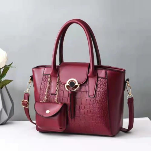 Women Handbag With Purse - Red